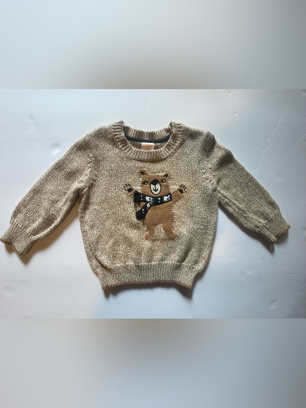 Gymboree Baby Boy Tan Bear Knit Sweater